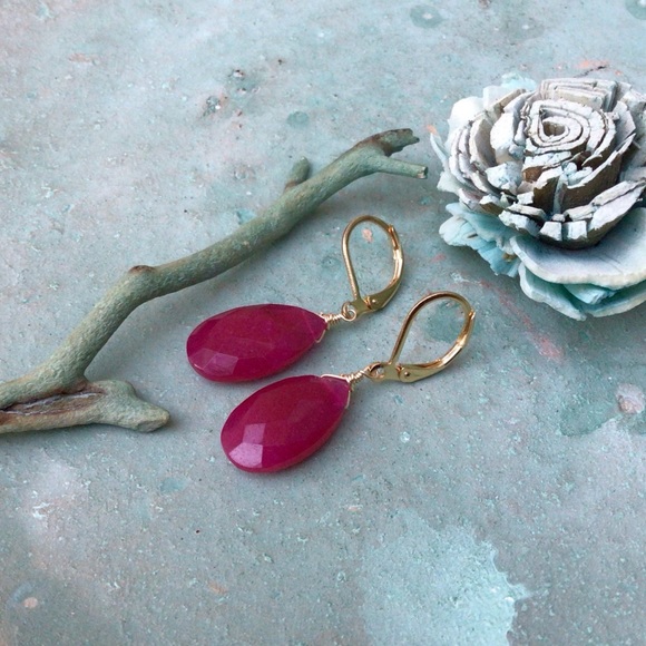 Ruby Gold Filled leverback Sundance Charm Earrings - Picture 8 of 9